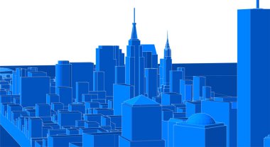 Modern şehir panoraması 3 boyutlu illüstrasyon