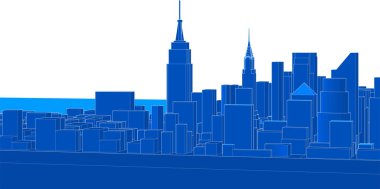 Şehir ve şehir binalarının 3 boyutlu resmi