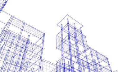 3d mimari sanat, vektör illüstrasyonu