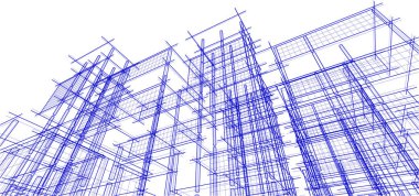 Arkaplanda mimari bina 3 boyutlu illüstrasyon
