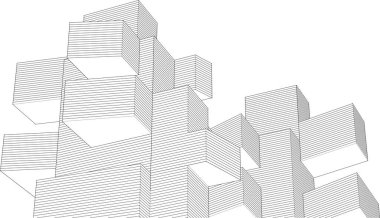 çizgili mimari 3d dijital arkaplan