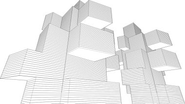 3d mimari sanat, vektör illüstrasyonu