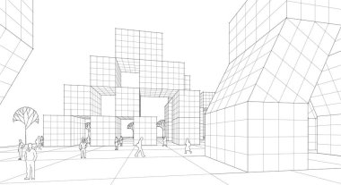 ev yapımı mimari eskiz 3D illüstrasyon