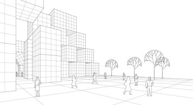 soyut mimari duvar kağıdı tasarımı, dijital konsept arkaplan