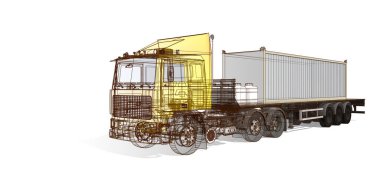 beyaz arka planda bir kargo kamyonu