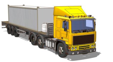 kamyon beyaz arkaplanda izole edildi.