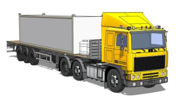 Modern yarı karavan, beyaz arka planda. 3d illüstrasyon