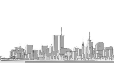 Modern şehir panoraması 3 boyutlu illüstrasyon