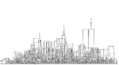 Şehir manzarası manzarası. 3d oluşturma