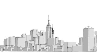 Şehir silüeti, vektör illüstrasyonu