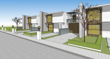 modern mimari 3d illüstrasyon