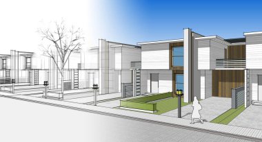 eskiz tarzında modern bir ev.