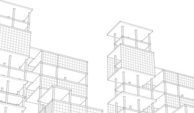 3d mimari sanat, vektör illüstrasyonu