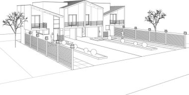 ev mimarisi eskizi 3D görüntüleme