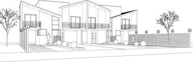 house building sketch 3 d illustration