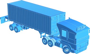 Bir kamyonun 3 boyutlu resmi.