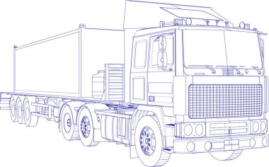 Beyaz arkaplanda bir kamyonun vektör görüntüsü