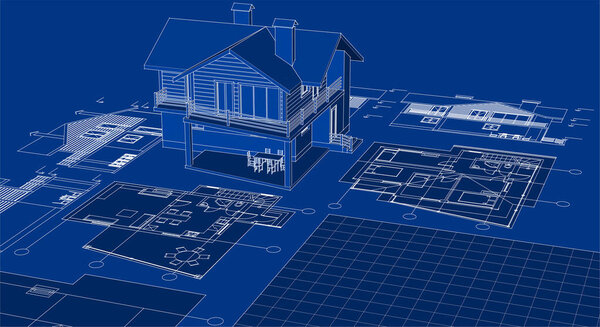 план дома на черном фоне