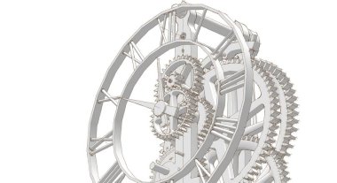 Dişli mekanizmasının beyaz arkaplanlı 3d illüstrasyonu