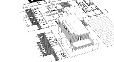 ev konsepti çizimi 3 boyutlu illüstrasyon