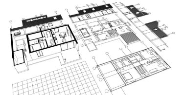 3d mimari projesi, vektör illüstrasyonu