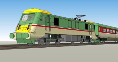 Eski bir trenin illüstrasyon tasarımı