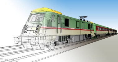 Tren görüntülü tren istasyonu..