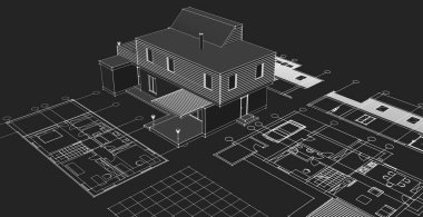 ev planı mimari plan 3 d illüstrasyon