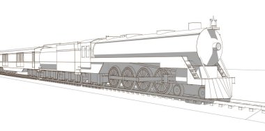 Lokomotif treni, düşük poligramlı. 3 boyutlu model