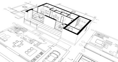 Modern bir evin 3 boyutlu tasarımı