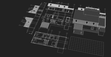 Evin planı siyah arka planda..