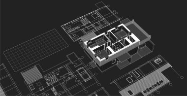 ev planı mimari eskiz 3 d illüstrasyon