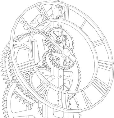 Saat mekanizması. 3d illüstrasyon.