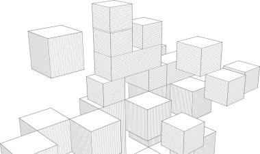 Beyaz arkaplanda 3 boyutlu küp oluşturma.