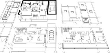 3D mimari proje, modern illüstrasyon