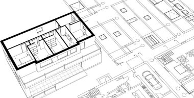 ev yapımı mimari çizim 3d illüstrasyon