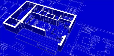 3d mimari projesi, vektör illüstrasyonu