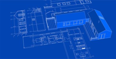 ev konsepti çizimi 3 boyutlu illüstrasyon