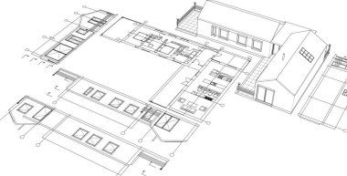 ev konsepti çizimi 3 boyutlu illüstrasyon