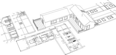 ev konsepti çizimi 3 boyutlu illüstrasyon