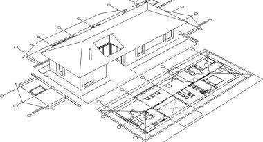 Mimari bina beyaz üzerine 3d illüstrasyon