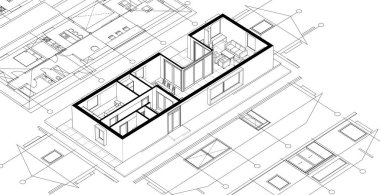 ev mimarisi eskizi 3D görüntüleme