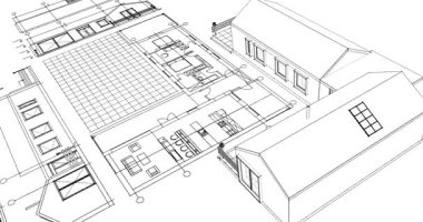 ev konsepti çizimi 3 boyutlu illüstrasyon
