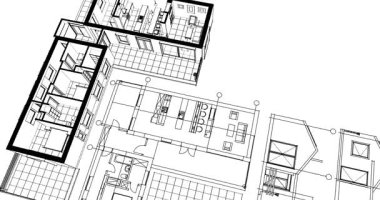 ev mimarisi çizimi 3 d illüstrasyon