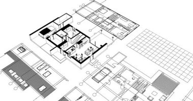 ev mimarisi çizimi 3 d illüstrasyon