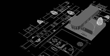 soyut mimari 3 boyutlu illüstrasyon