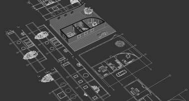 ev planı çizimi 3 boyutlu illüstrasyon