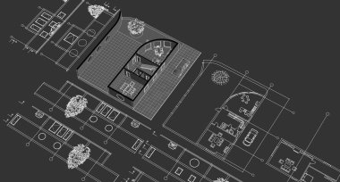 Modern bir bilgisayar teknolojisi arkaplanının soyut 3 boyutlu çizimi