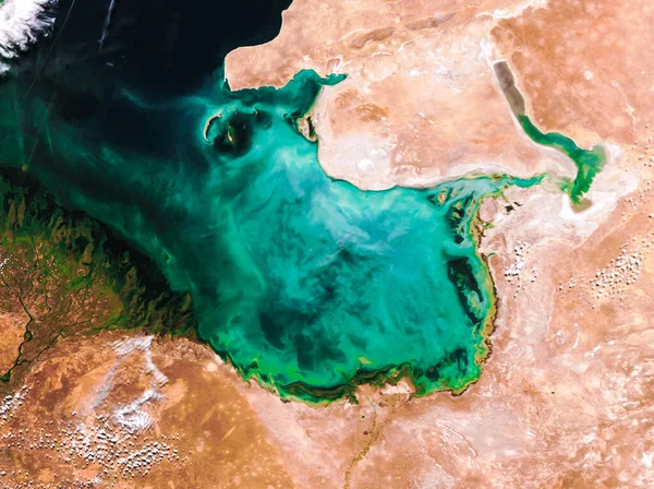 Vista Aérea Del Mar Caspio Formas Turquesas Abstractas Mar Naturaleza — Foto de Stock