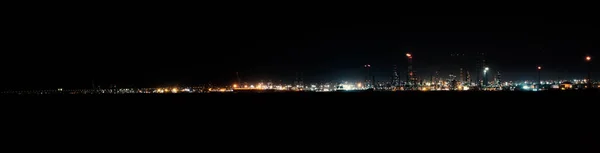 Πανοραμική Άποψη Της Βιομηχανικής Περιοχής Νύχτα Στον Κόλπο Της Ίζμιτ — Φωτογραφία Αρχείου